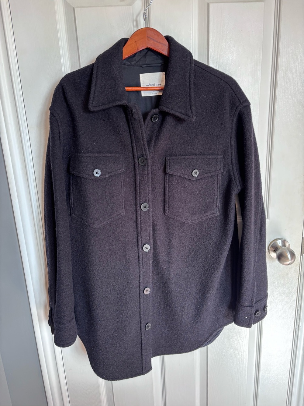 Aritzia Wilfred Free The Ganna Shirt Jacket Wool Black Medium M